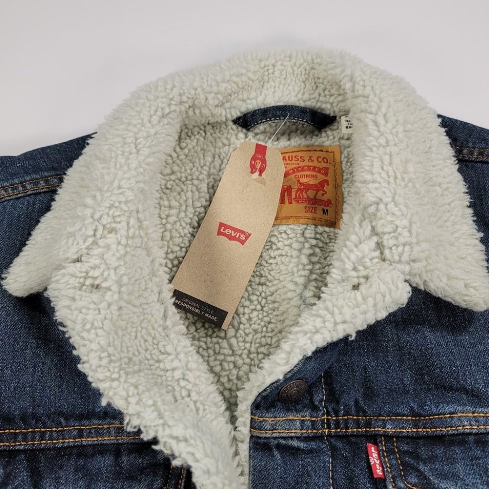 Levi's Sherpa Trucker Jacket Blue Denim - Picture 4 of 4